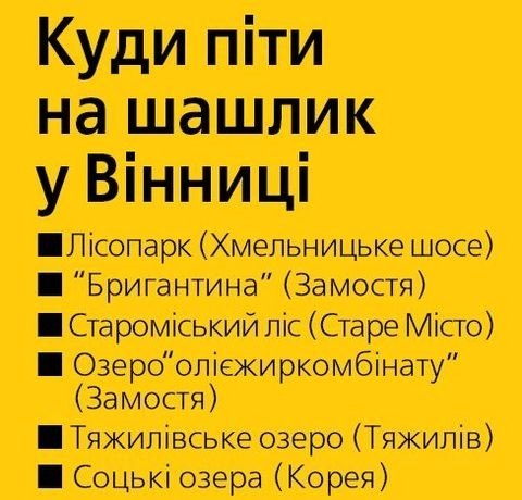 Де у Вінниці можна піти на шашлики? на сайті 20minut.ua Де у Вінниці можна піти на шашлики?, фото №1 на сайті 20minut.ua