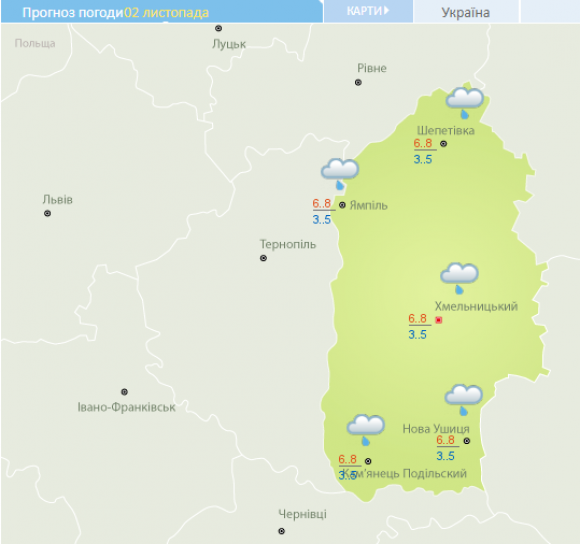 Сніг, дощ та шквальний вітер: погода у Хмельницькому на тиждень на сайті vsim.ua Сніг, дощ та шквальний вітер: погода у Хмельницькому на тиждень, фото №3 на сайті vsim.ua