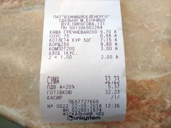 Новини Вінниці - фото з Рейд по їдальнях: Як годують у «Вінницяобленерго» на «Електромережі» Рейд по їдальнях: Як годують у «Вінницяобленерго» на «Електромережі», фото №11 на сайті 20minut.ua