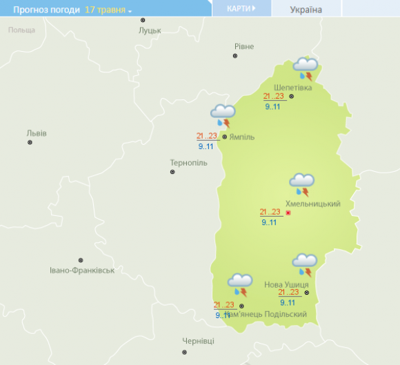 Новини Хмельницького - фото з Тиждень з грозами та прохолодою обіцяють хмельничанам Тиждень з грозами та прохолодою обіцяють хмельничанам, фото №3 на сайті vsim.ua
