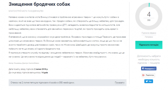 Петиції: вінничанин пропонує знищувати агресивних бродячих собак, фото №1 на сайті 20minut.ua