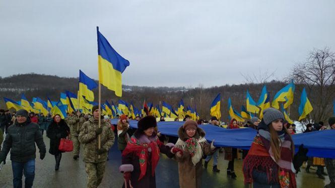 Новини Тернополя - фото з Береги Збруча з'єднали велетенським прапором Береги Збруча з'єднали велетенським прапором, фото №1 на сайті 20minut.ua