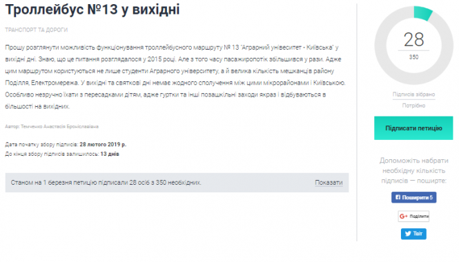Вінничани просять пускати тролейбус №13 у вихідні, фото №1 на сайті 20minut.ua
