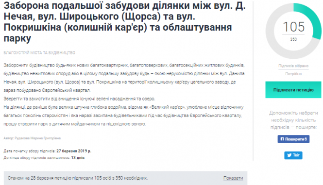 Новини Вінниці - фото з Петиція: біля Європейського кварталу пропонують облаштувати парк Петиція: біля Європейського кварталу пропонують облаштувати парк, фото №1 на сайті 20minut.ua