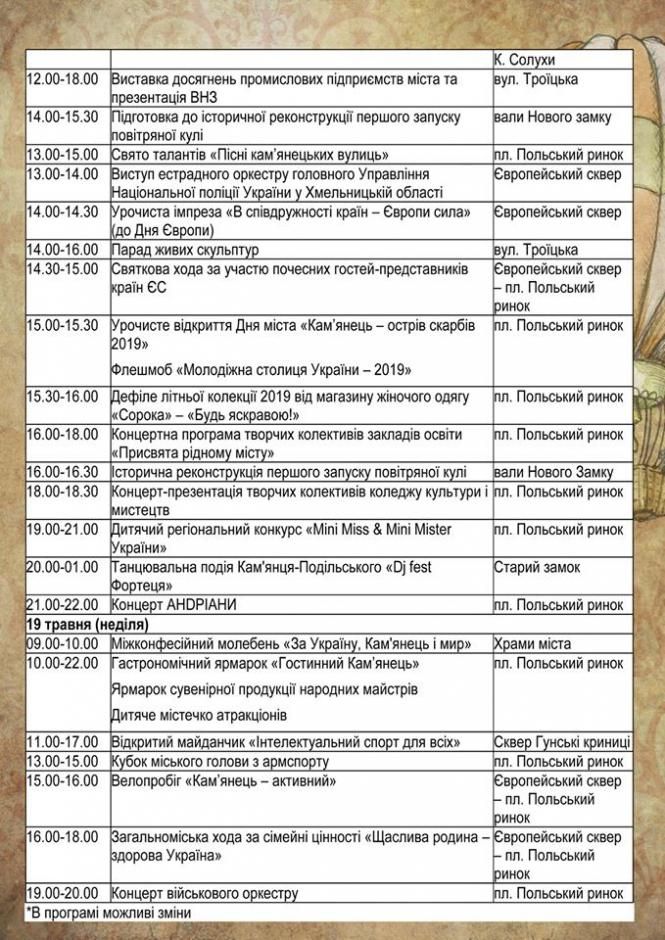 Як Кам’янець святкуватиме День міста у 2019 (ПРОГРАМА), фото №2 на сайті 20minut.ua