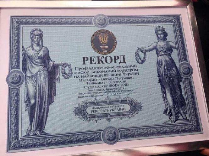 Новини Тернополя - фото з Масаж на Говерлі: як тернополянка встановила рекорд України Масаж на Говерлі: як тернополянка встановила рекорд України, фото №2 на сайті 20minut.ua