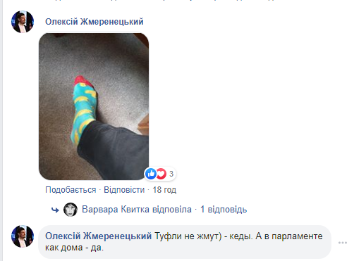 “Носки дня”: нардеп від Хмельниччини гуляє парламентом у шкарпетках, фото №1 на сайті vsim.ua