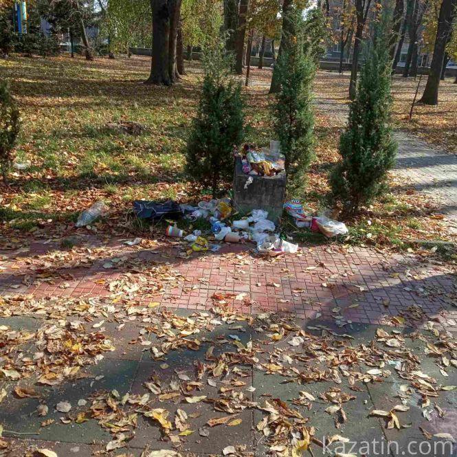 Новини Козятина - фото з Козятинський парк сьогодні, 20 жовтня: жовтогаряче листя в перемішку зі сміттям