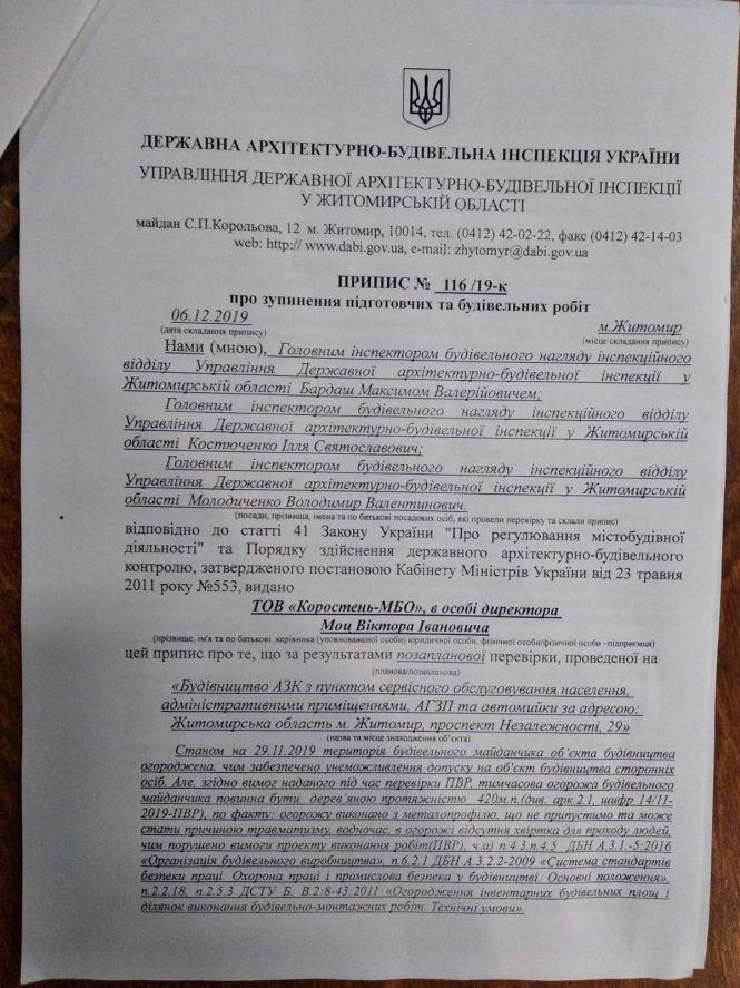 ДАБІ винесла припис зупинити роботи з будівництва АЗС на проспекті Незалежності, 29, фото №2 на сайті 20minut.ua