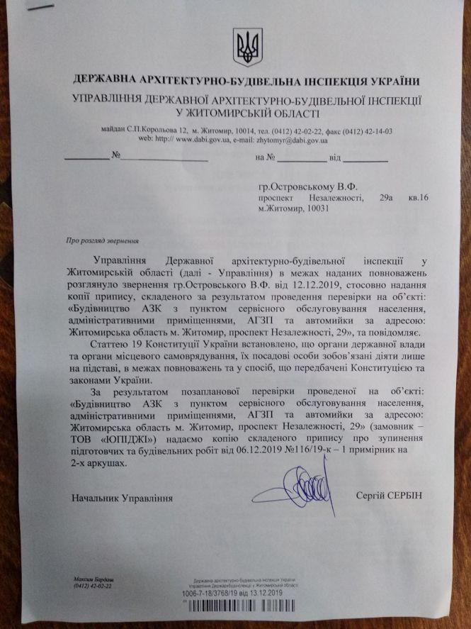 ДАБІ винесла припис зупинити роботи з будівництва АЗС на проспекті Незалежності, 29, фото №1 на сайті 20minut.ua