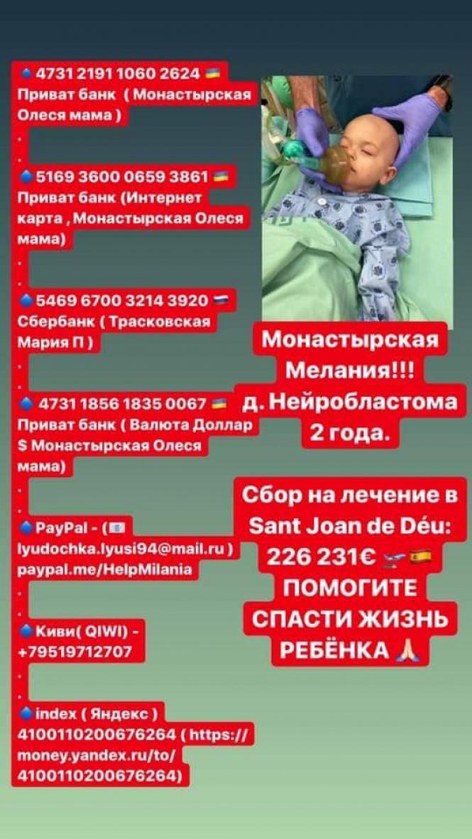 На лікування Мілані Монастирській потрібно 100 тисяч євро, фото №1 на сайті 20minut.ua