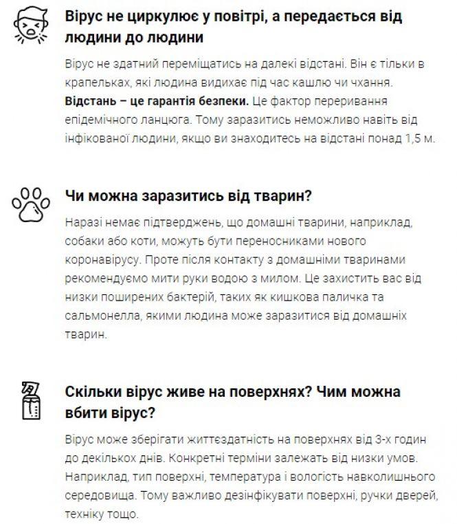Що треба знати про коронавірус. Кабмін запустив сайт з відповідями на всі питання, фото №2 на сайті 20minut.ua