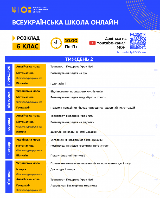 Новини Житомира - фото з 2-й тиждень Всеукраїнської школи онлайн: розклад і теми уроків – заплануйте своє навчання! 2-й тиждень Всеукраїнської школи онлайн: розклад і теми уроків – заплануйте своє навчання!, фото №2 на сайті 20minut.ua