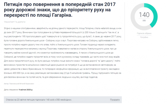 Новини Вінниці - фото з Рух на площі Гагаріна не зміниться. Петиція про це набрала лише 140 голосів Рух на площі Гагаріна не зміниться. Петиція про це набрала лише 140 голосів, фото №1 на сайті 20minut.ua