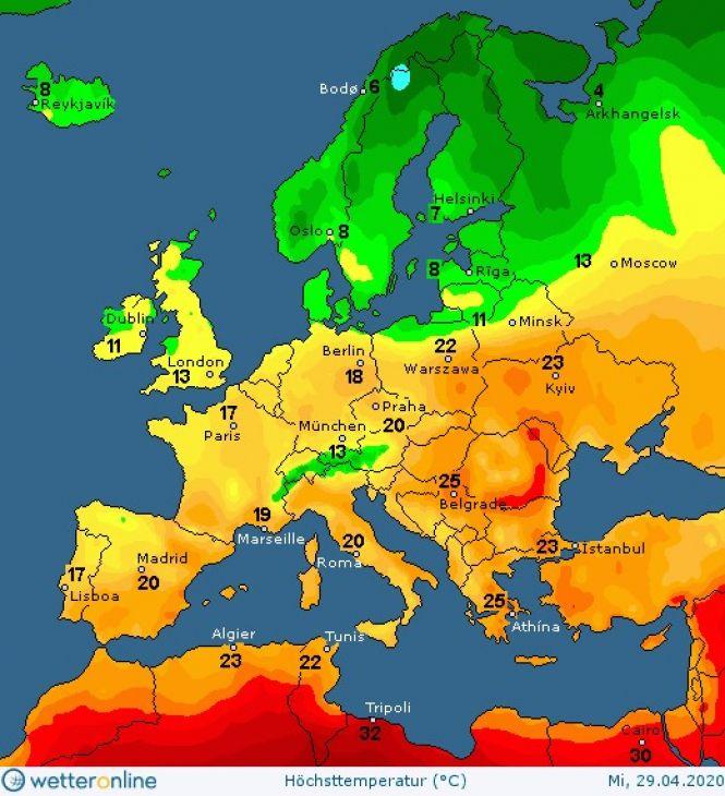 Погода в европе на 10 дней на карте схеме