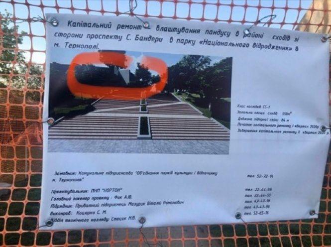 Новини Тернополя - фото з Сходи до парку Нацвідродження реконструюють. Але на фото проєкту Літака - немає. Чому?