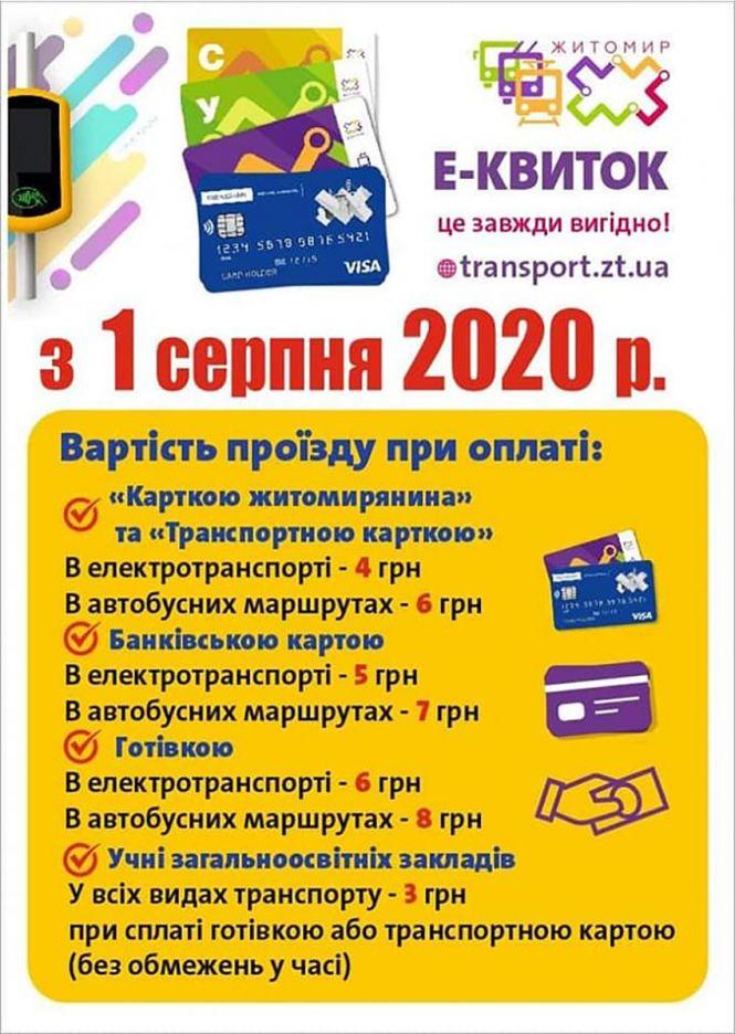 З 1 серпня у Житомирі зростає вартість проїзду у громадському транспорті: в автобусах – 8, тролейбусах і трамваях – 6 грн, фото №1 на сайті 20minut.ua