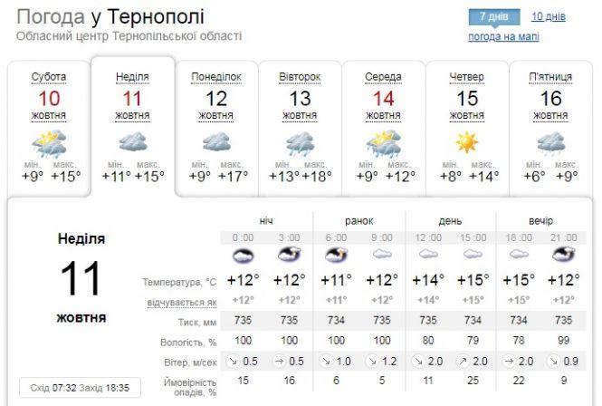 Погода у Тернополі на 11 жовтня: туман, дощу не обіцяють, фото №1 на сайті 20minut.ua