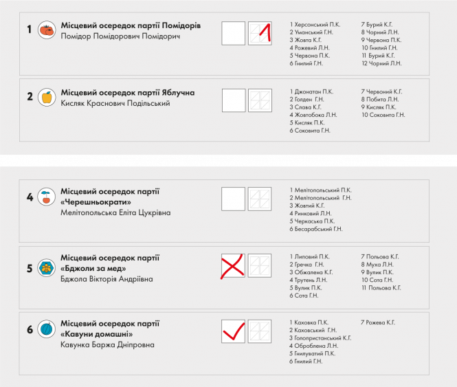 Місцеві вибори 2020: що можна робити на дільниці і як правильно заповнити бюлетень, фото №5 на сайті 20minut.ua