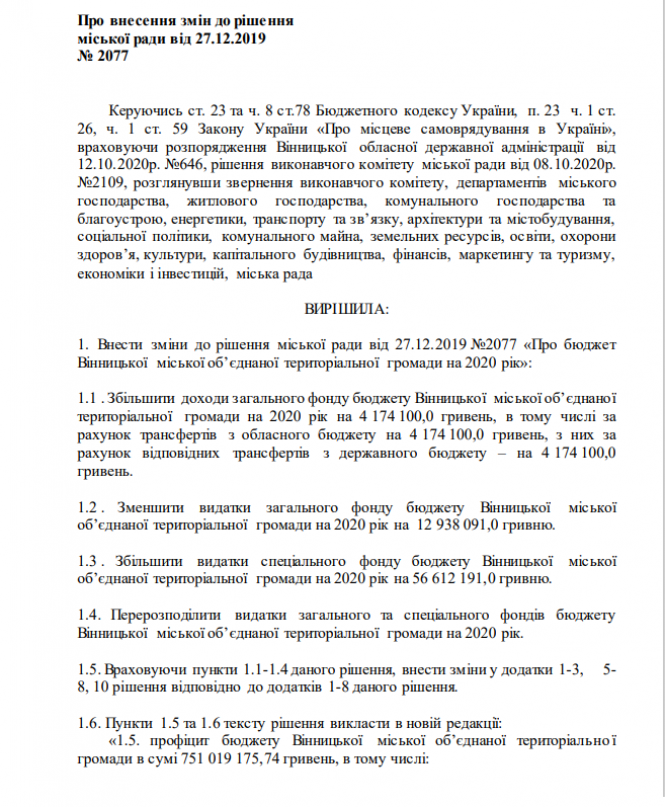 Новини Вінниці - фото з Остання сесія міськради: ухвалили зміни до бюджету Вінниці-2020 Остання сесія міськради: ухвалили зміни до бюджету Вінниці-2020, фото №2 на сайті 20minut.ua