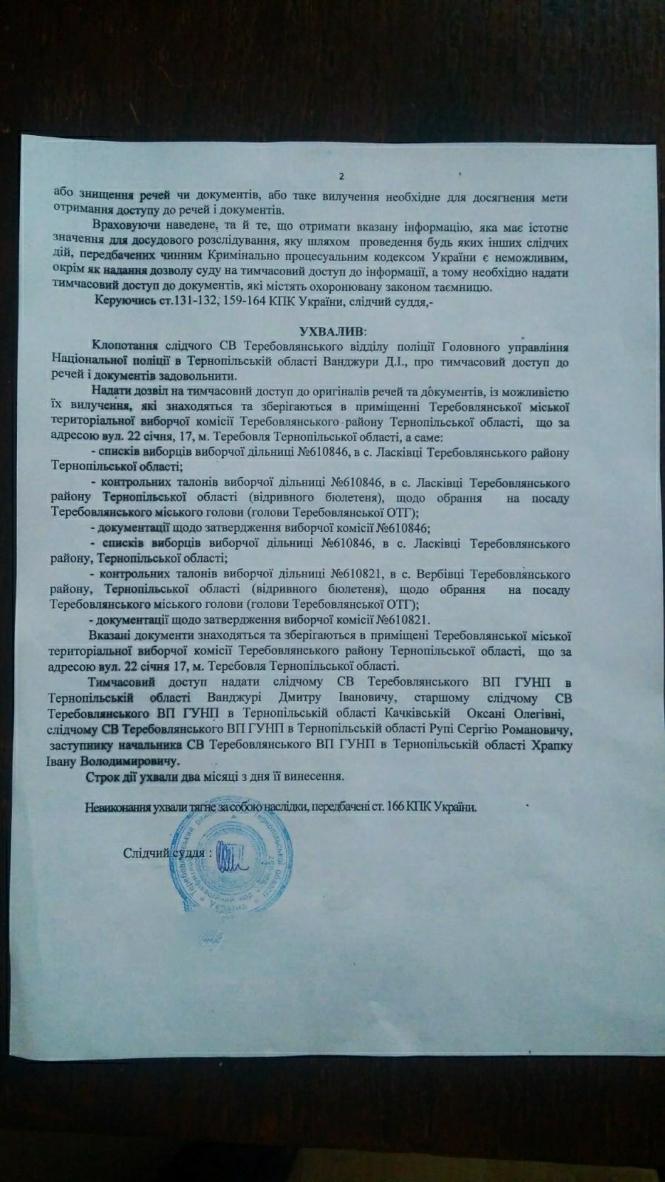 Чи фальсифікували голоси на Теребовлянщині та коли буде відомо остаточно, хто ж став новим головою громади, фото №2 на сайті 20minut.ua