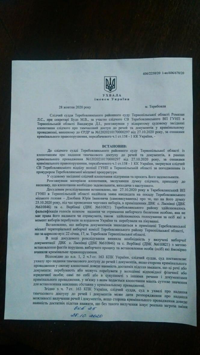 Чи фальсифікували голоси на Теребовлянщині та коли буде відомо остаточно, хто ж став новим головою громади, фото №1 на сайті 20minut.ua