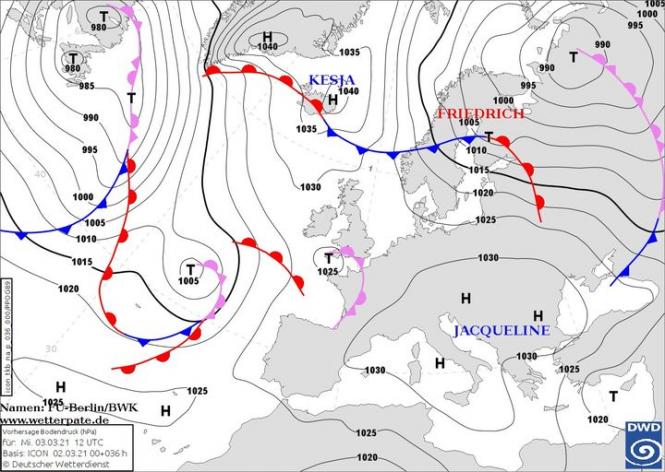 Новини Тернополя - фото з Без опадів та до +7 тепла: синоптики зробили прогноз на найближчі дні May be an image of map та текст «980 980 C5985 1040 990 1000 995 KESJA 1040 990 995 T 1035 7 990 995 1000 FRIEDRICH 1000 1005- 1030 1015 1020 1020 025 1005 10,25 1030 H n 30 Î nen:FU-Berlin/BWK www.wetterpate.de 1025 H JACQUELINE Η 03.03.21 2UTC Basis: ICON 02.03.2100+036h 2.03.21 Deutscher Wetterdienst 1025 1020 1020 DWD»