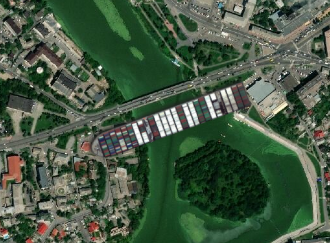 Новини Вінниці - фото з Наскільки велике судно Ever Given? Порівнюємо з річками, мостами і вулицями Вінниці