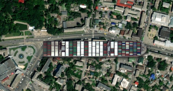 Новини Вінниці - фото з Наскільки велике судно Ever Given? Порівнюємо з річками, мостами і вулицями Вінниці