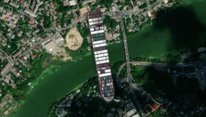 Новини Вінниці - фото з Наскільки велике судно Ever Given? Порівнюємо з річками, мостами і вулицями Вінниці