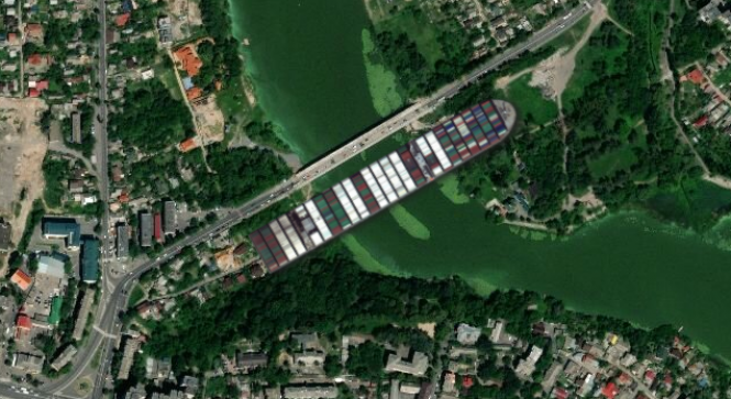 Новини Вінниці - фото з Наскільки велике судно Ever Given? Порівнюємо з річками, мостами і вулицями Вінниці