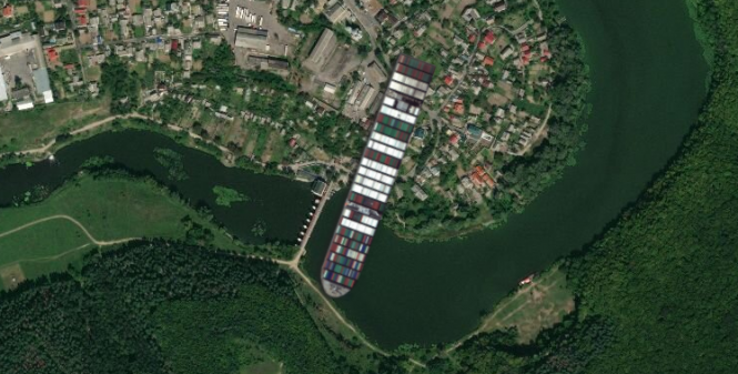 Новини Вінниці - фото з Наскільки велике судно Ever Given? Порівнюємо з річками, мостами і вулицями Вінниці