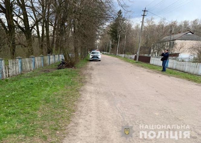Новини Житомира - фото з 14-річна водійка мотоцикла з Новоград-Волинського району не впоралася з керуванням і в'їхала в дерево