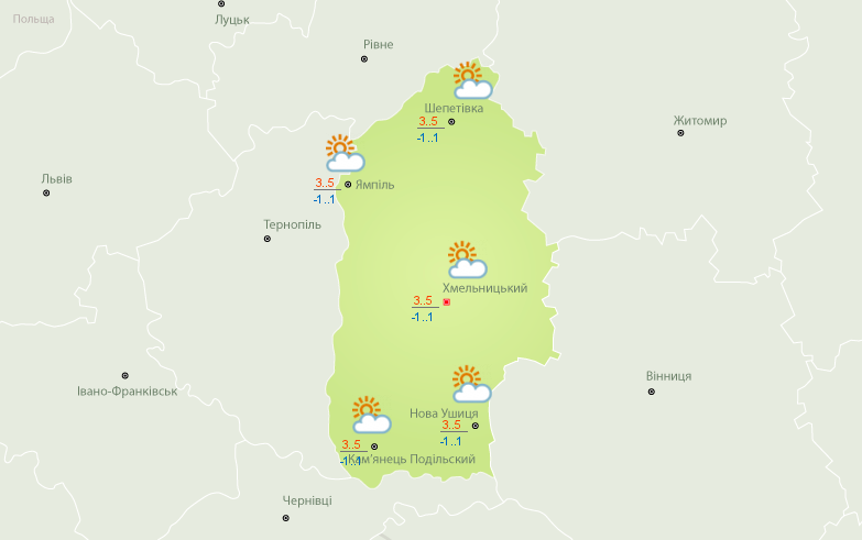 Новини Хмельницького - фото з Прогноз на тиждень: на Хмельниччині очікують сніг