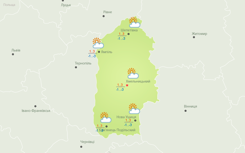 Новини Хмельницького - фото з Прогноз на тиждень: на Хмельниччині очікують сніг