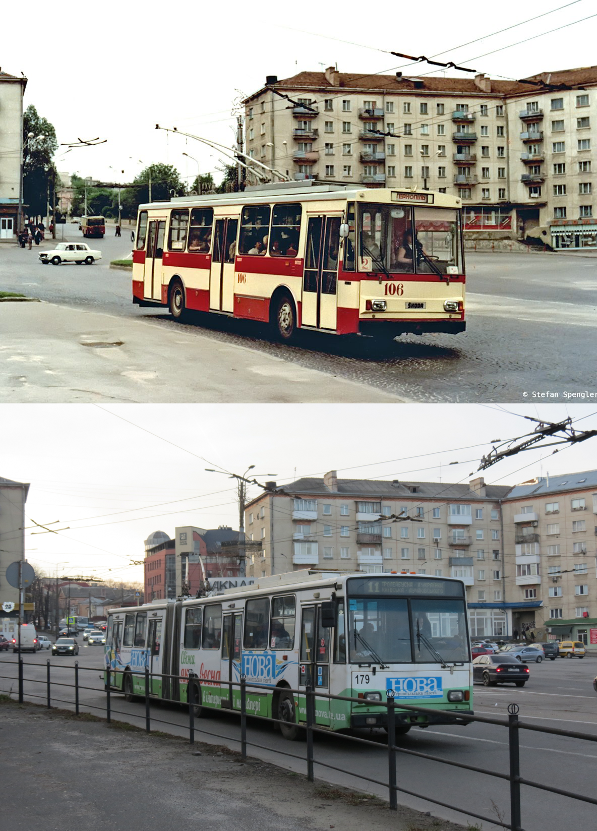 Новини Тернополя - фото з Як змінився громадський транспорт Тернополя. Ми відтворили старі фотографії з одного ракурсу