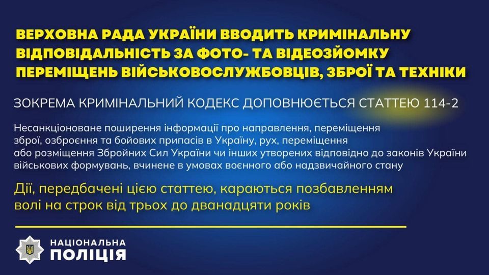 Новини Вінниці - фото з Нова стаття Кримінального кодексу України забороняє зйомку переміщень військових, зброї і техніки