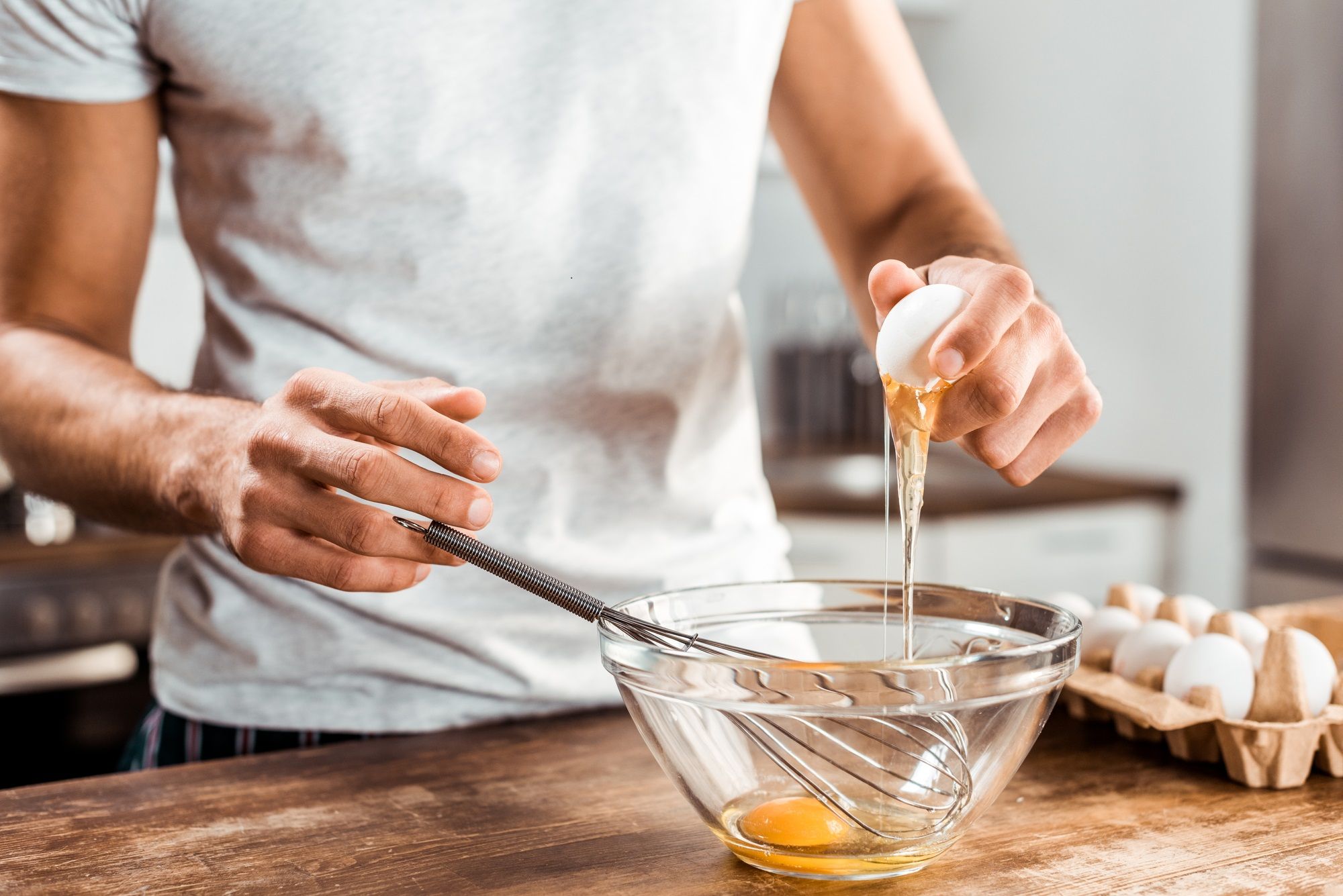 Beat the eggs in a bowl