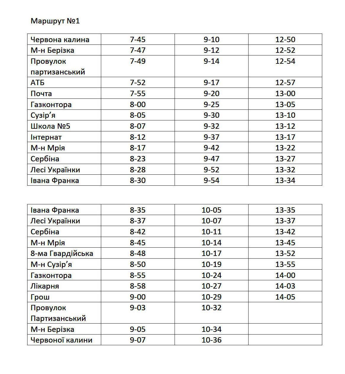 Новини Козятина - фото з Опублікували графік автобусних маршрутів по місту на період воєнного стану