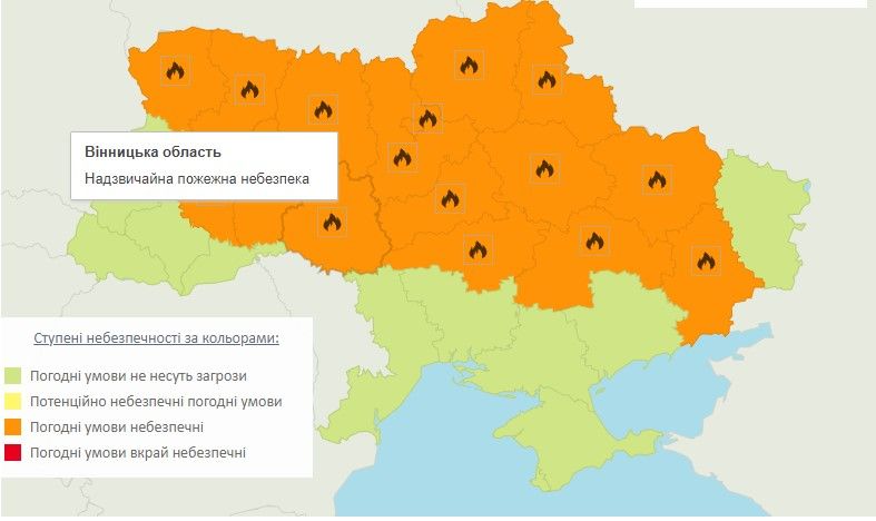 Новини Козятина - фото з Укргідрометеоцентр попереджає про надзвичайну пожежну небезпеку