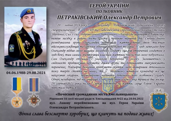 Новини Хмельницького - фото з Іменем Євгена Ролдугіна хочуть назвати вулицю в Хмельницькому. Що кажуть в міськраді?