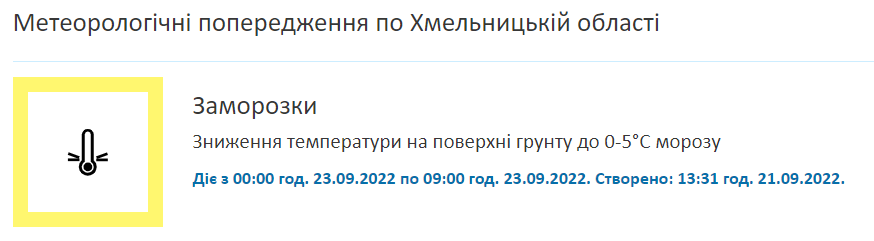 Новини Хмельницького - фото з На Хмельниччині на дві доби прогнозують заморозки