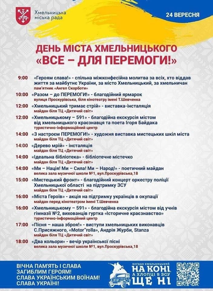 Новини Хмельницького - фото з Хмельницькому — 591: програма заходів