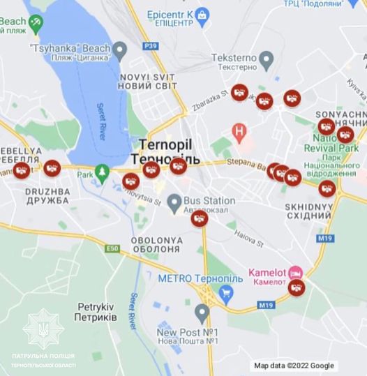 Новини Тернополя - фото з Назвали вулиці Тернополя,  де сталося найбільше аварій з потерпілими (КАРТА) На зображенні може бути: карта та текст «Beach Й 1r nлRж Epicentr K EnΙUEHTP TPU noAoлRHи "Tsyhanka" Beach nлRж nлRжuиraHKa "UиraHKa P39 Teksterno TeKcTepHo TeKcT Νι SVIT HOBий CBIT Sea Zbarazka 2berazkasi 5 EBELLYA E6EЛЛR ant KYNSka H Park Ternopil TenHo nb DRUZHBA APyЖ6A SONYACH CPHR4Hи R4Hи Natio Revival Park napK HauиoHaлbHoro BиApoAжeHHR Stepana Ba hovytsia St Bus Station oK3aл E50 SKHIDNYY CXИAHИЙ OBOLONYA O6OЛOHR Haiova St M19 METRO TepHon.лb KameлoT Kamelot Petrykiv වායටි neTpиK.B mmbl M19 nATPyЛbHA nATPyЛbHAnOЛИUИR nOЛWUИR TEPHOnЛbCbKOT O6ЛACT! New Post NO1 Hoba HoBanowTa nowT 1 Map data ©2022 Google»