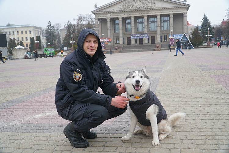 Новини Тернополя - фото з Хаскі на кличку Хан — антистрес для оточуючих і вірний помічник поліцейського з Тернополя