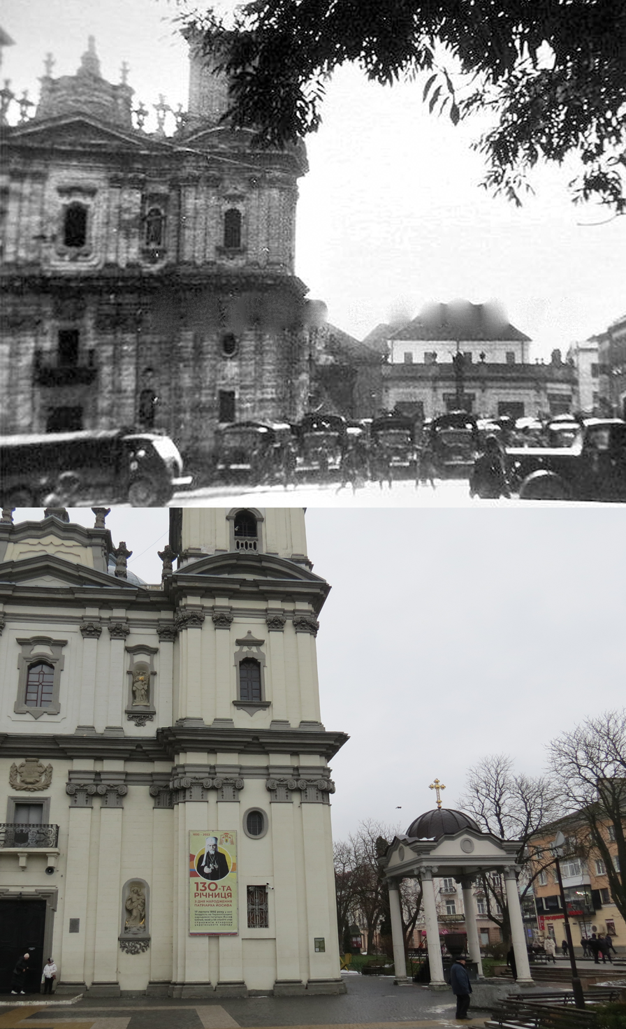 Новини Тернополя - фото з Поруч був сквер, а всередині – галерея: яким був Домініканський костел. Відтворили фото з одного ракурсу