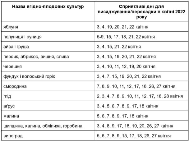 Новини Вінниці - фото з Посівний календар на квітень 2023: сприятливі дні місячного календаря для посадок (партнер Жива земля) Посівний календар на квітень 2022: ягідно-плодові культури / ©