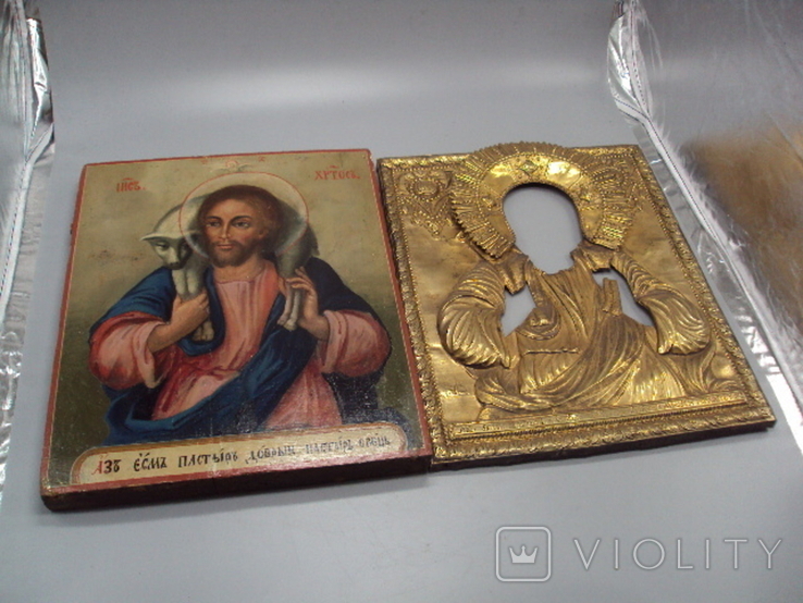 Новини Хмельницького - фото з Борис Джонсон, ложки та ікона: що і за скільки хмельничани продають на аукціонах Икона Добрый Пастырь Иисус Христос и овечка оклад серебро 84 проба 1899 год, фото №2