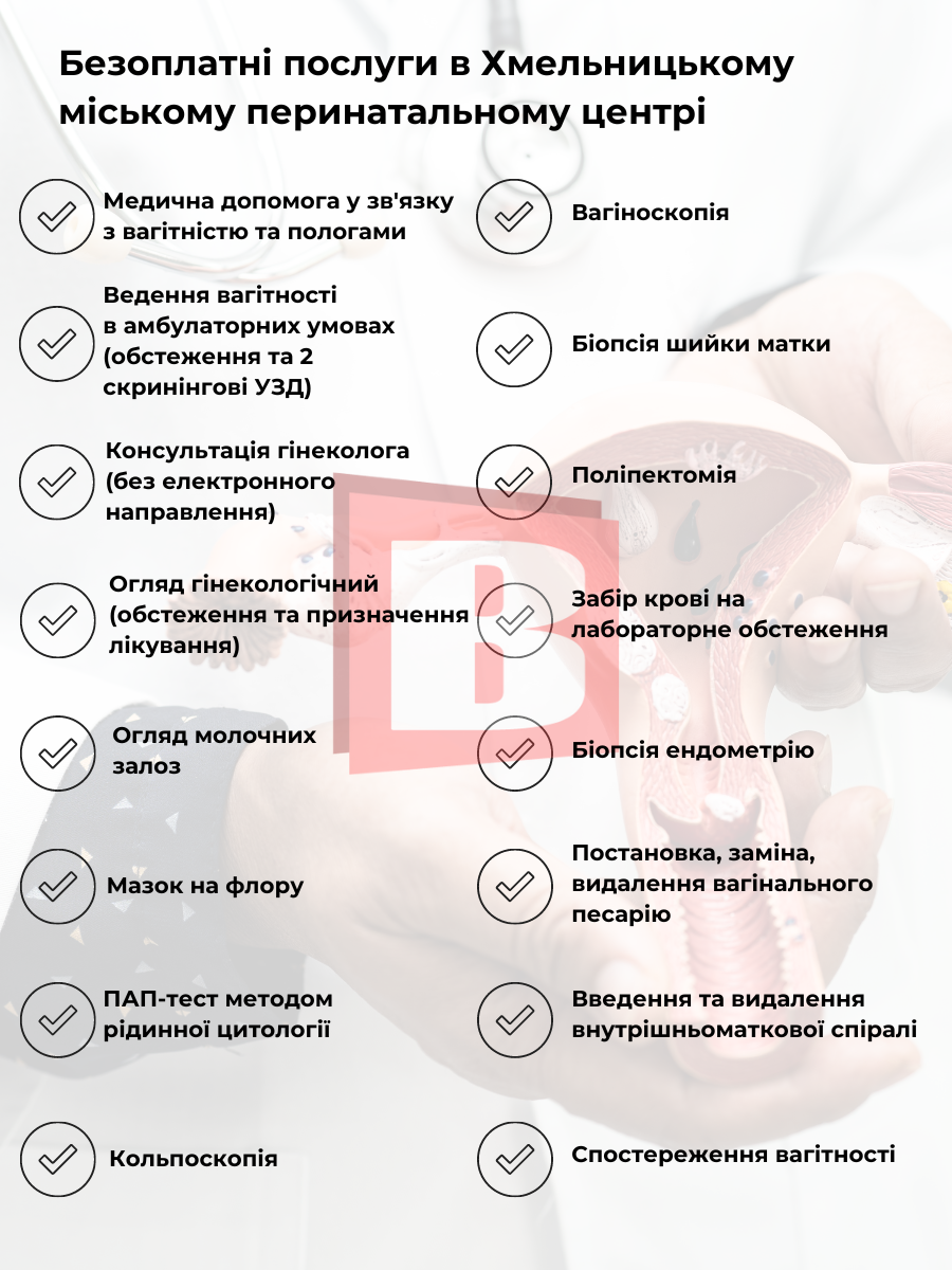 Новини Хмельницького - фото з Які послуги є безоплатними в Хмельницькому перинатальному центрі: інфографіка