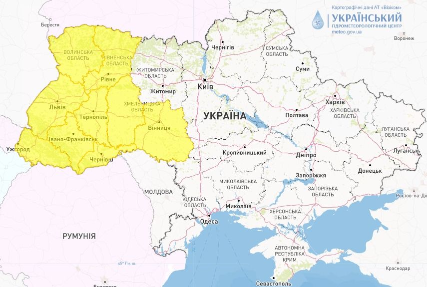 Новини Козятина - фото з Метеорологічне попередження на Вінниччині: очікується гроза, місцями град та шквали